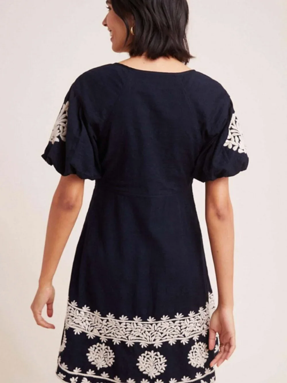 Anthropologie Provence Embroidered Puff Sleeve Mini Dress - Picture 6 of 10